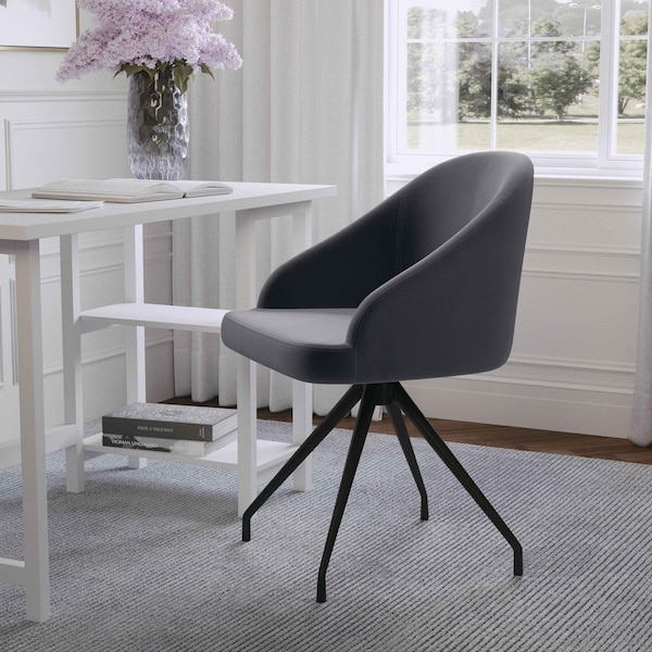 Martha Stewart Sora Upholstered Stationary Office Chair in Gray/Oil Rubbed Bronze CH-222119-GY-BK-MS - main